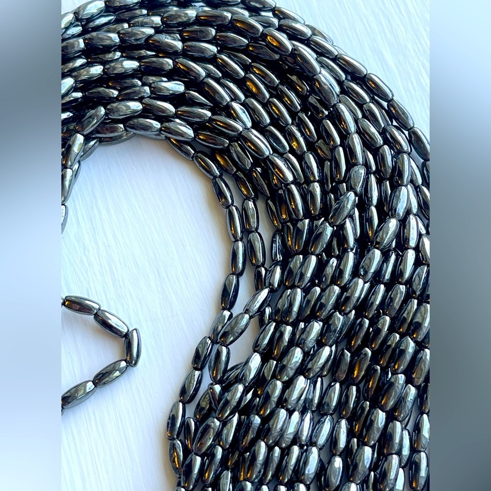 Vintage Czech glass beads! Gun metal black color!
